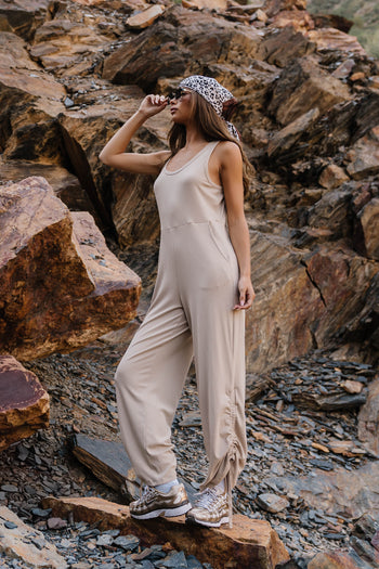 Magnolia Ribbed Jumpsuit in Beige