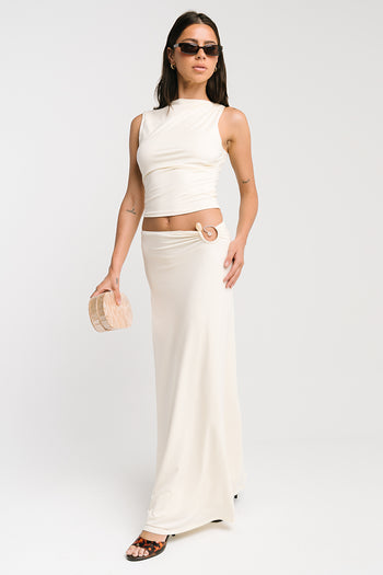 Louise Ruched Tank in Cream