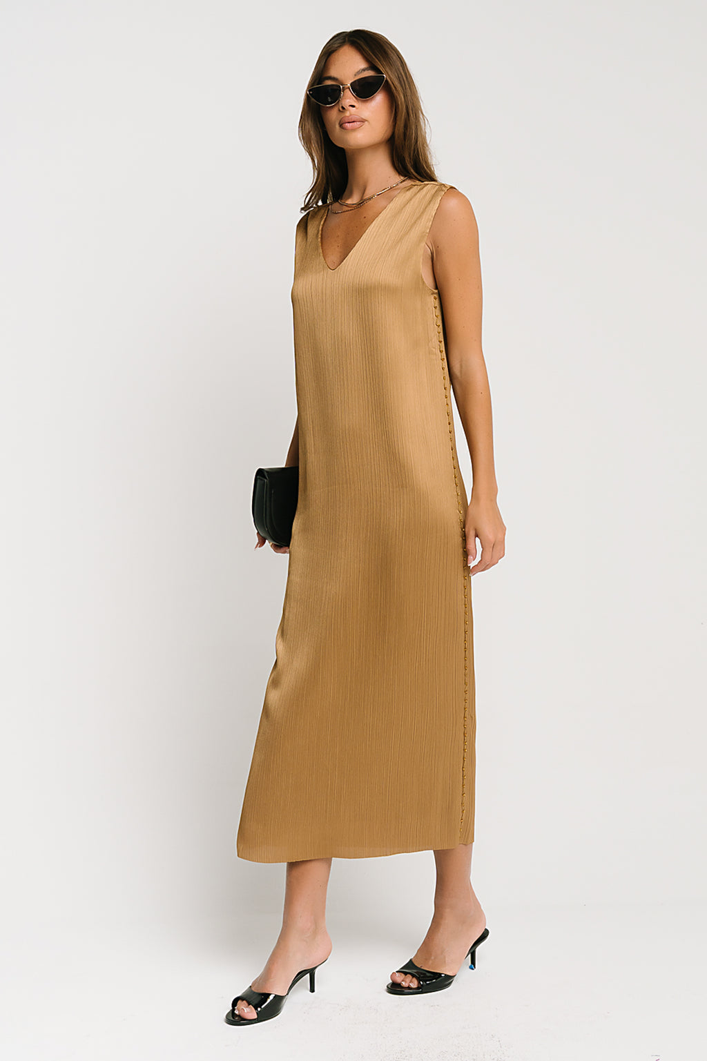 Helena Midi Dress in Gold