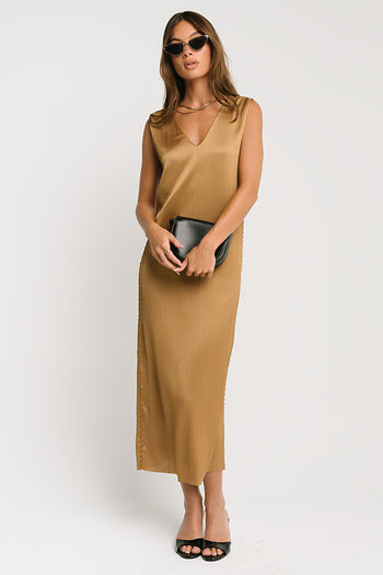 Helena Midi Dress in Gold