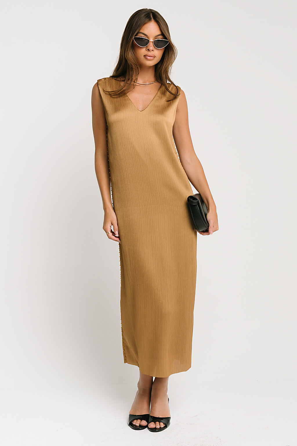 Helena Midi Dress in Gold