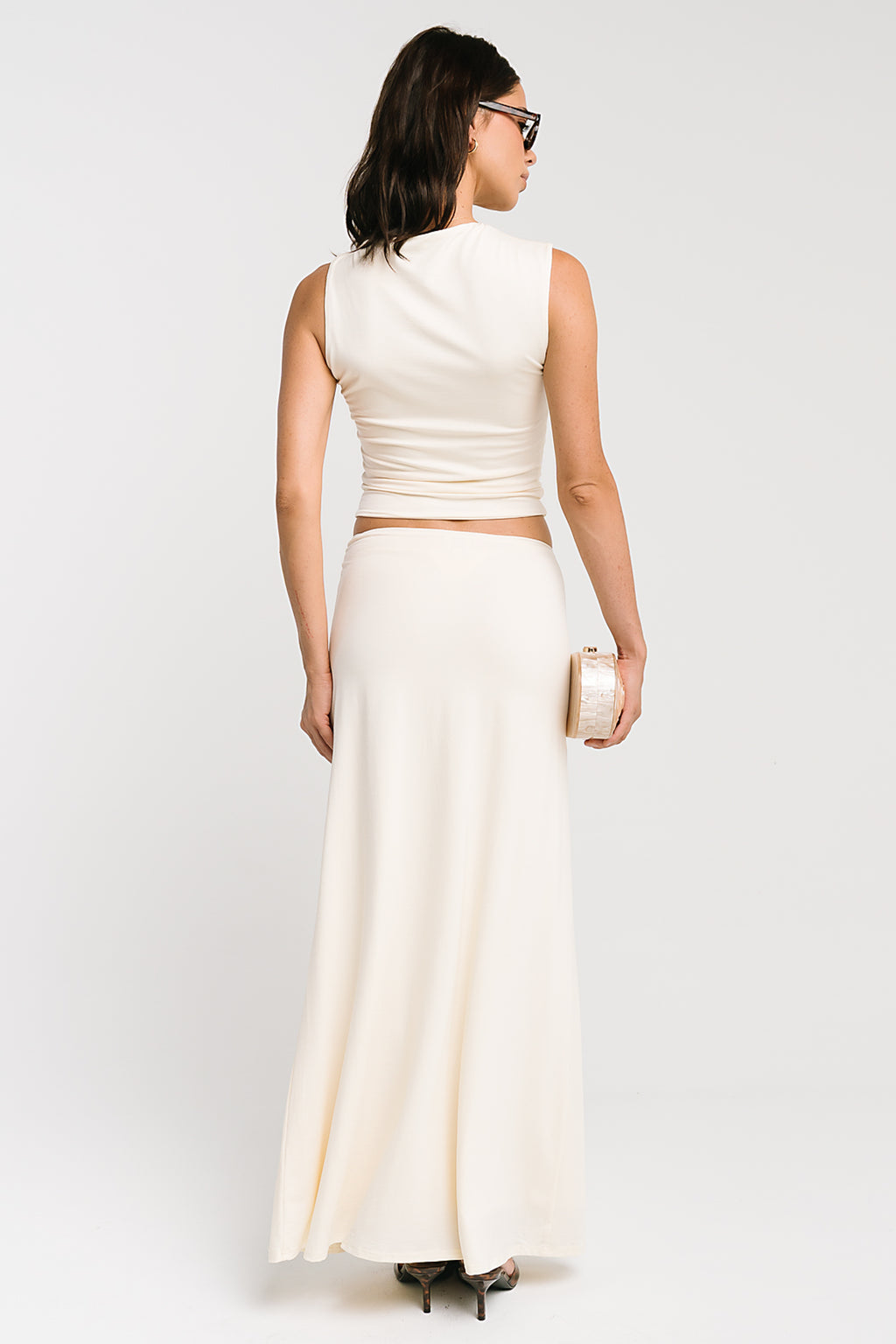 Louise Ruched Tank in Cream