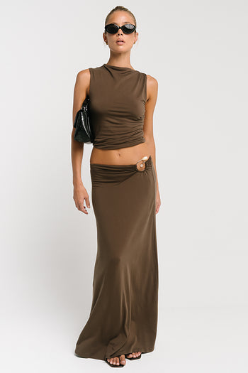 Louise Ruched Tank in Brown