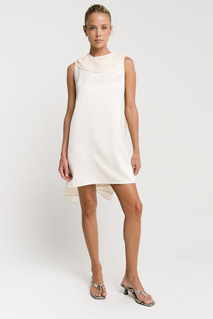 Lauren Satin Mini Dress in Cream