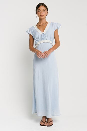 Jessica Lace Trim Maxi Dress in Blue - FINAL SALE