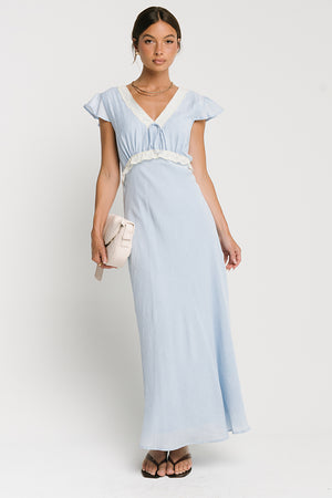 Jessica Lace Trim Maxi Dress in Blue - FINAL SALE