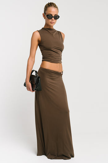 Louise Ruched Tank in Brown