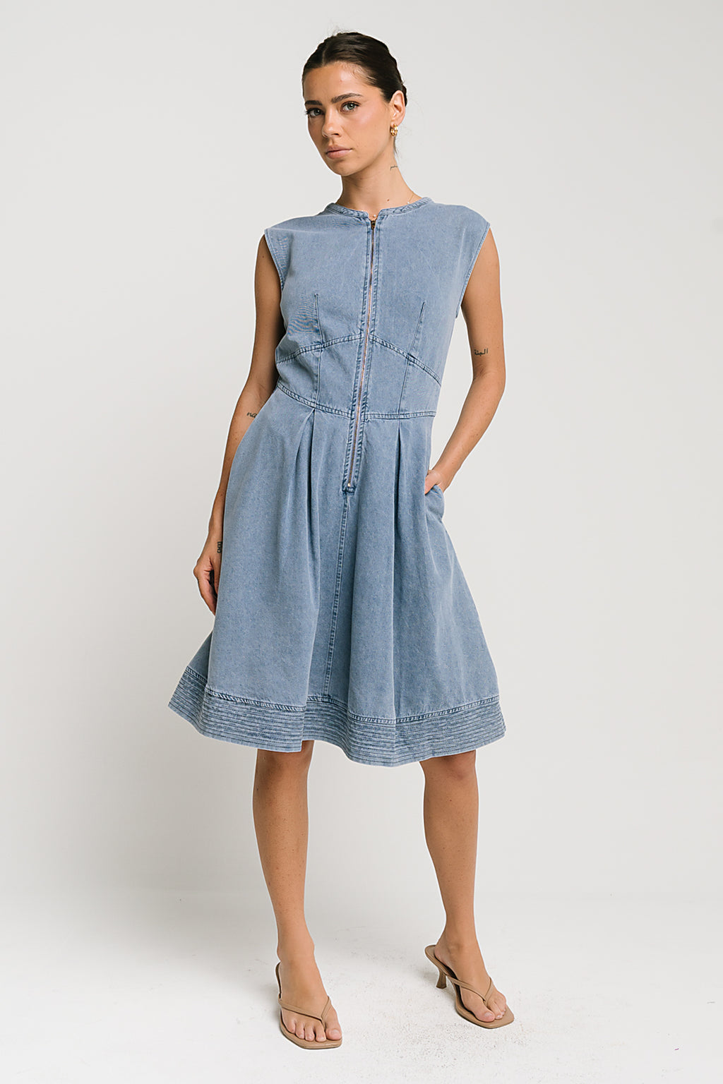 Jacee Denim Dress in Blue XL / Medium Wash