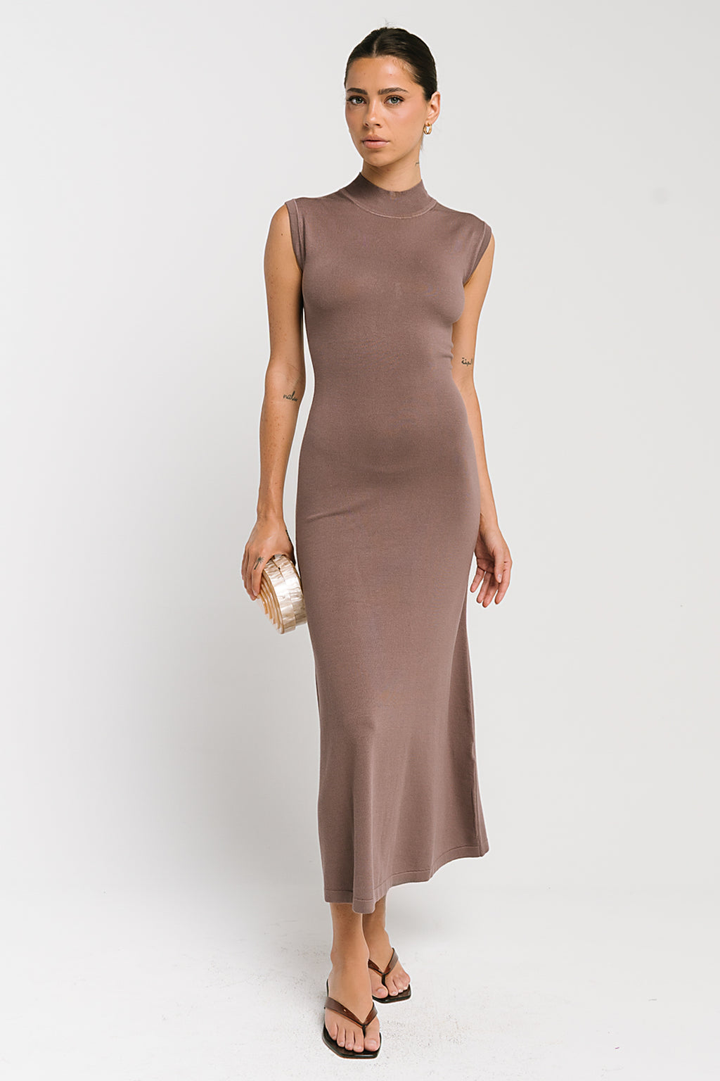 Avery Ribbed Maxi Dress in Mauve