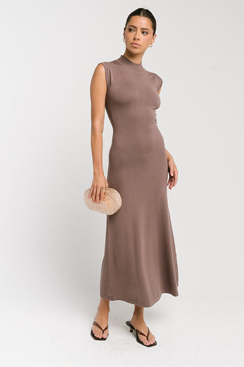 Avery Ribbed Maxi Dress in Mauve