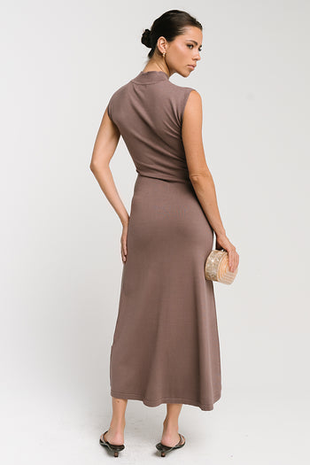Avery Ribbed Maxi Dress in Mauve
