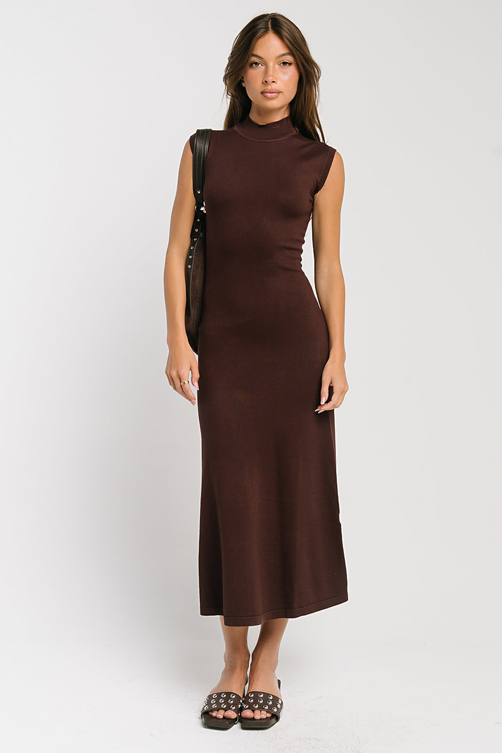 Avery Ribbed Maxi Dress in Wine