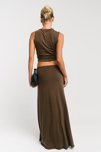 Louise Ruched Tank in Brown
