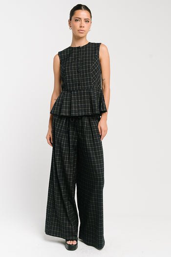 Frannie Plaid Pleated Vest