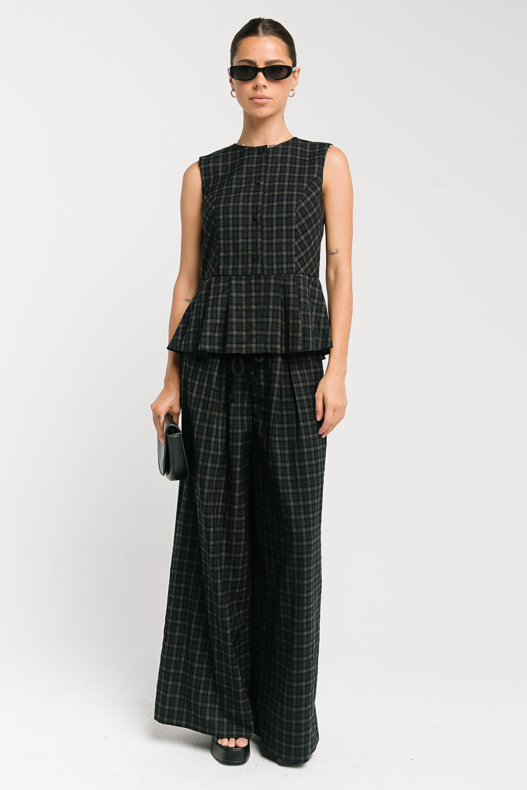 Frannie Plaid Pleated Vest