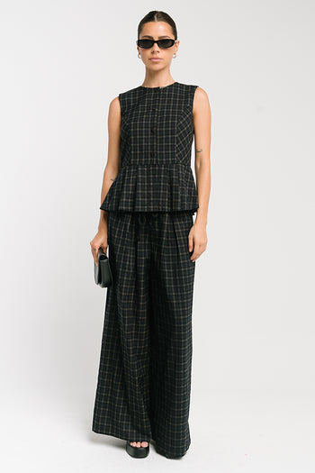 Frannie Plaid Pleated Vest