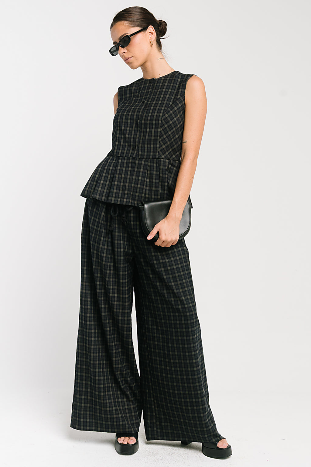 Frannie Plaid Pleated Vest