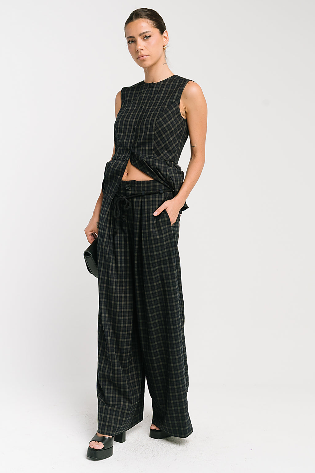 Frannie Plaid Pleated Vest