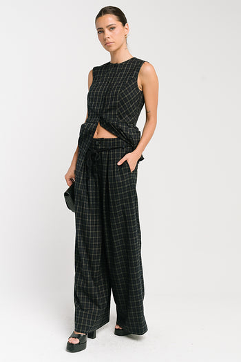 Frannie Plaid Pleated Vest