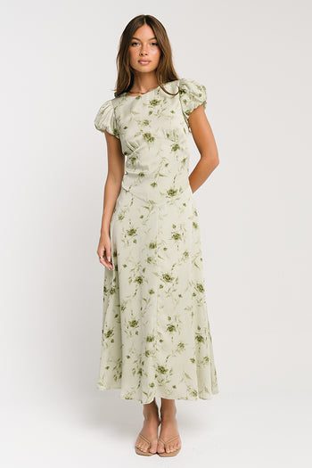 Savannah Floral Midi Dress in Green