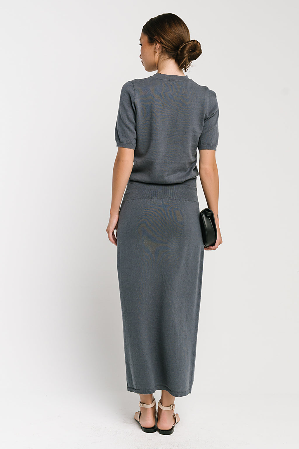Maycie Knit Maxi Skirt in Blue