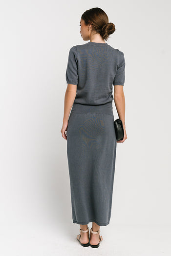 Maycie Knit Maxi Skirt in Blue