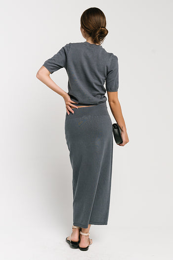 Maycie Knit Maxi Skirt in Blue