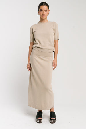 Maycie Knit Maxi Skirt in Oatmeal