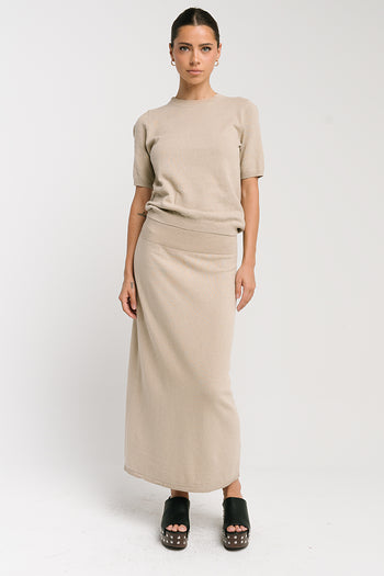 Maycie Knit Maxi Skirt in Oatmeal