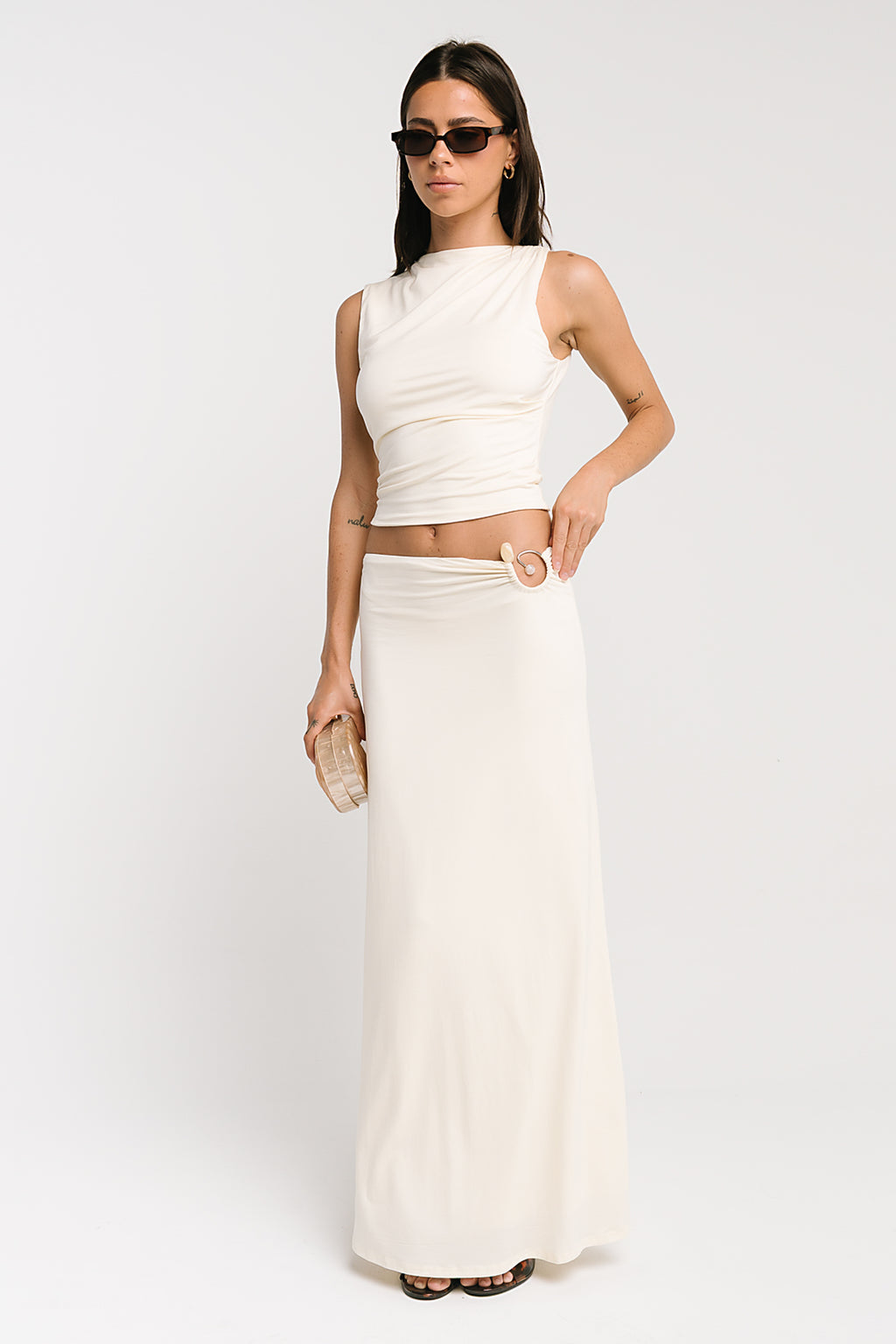 Louise Maxi Skirt in Cream