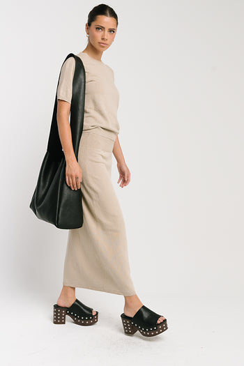 Maycie Knit Maxi Skirt in Oatmeal