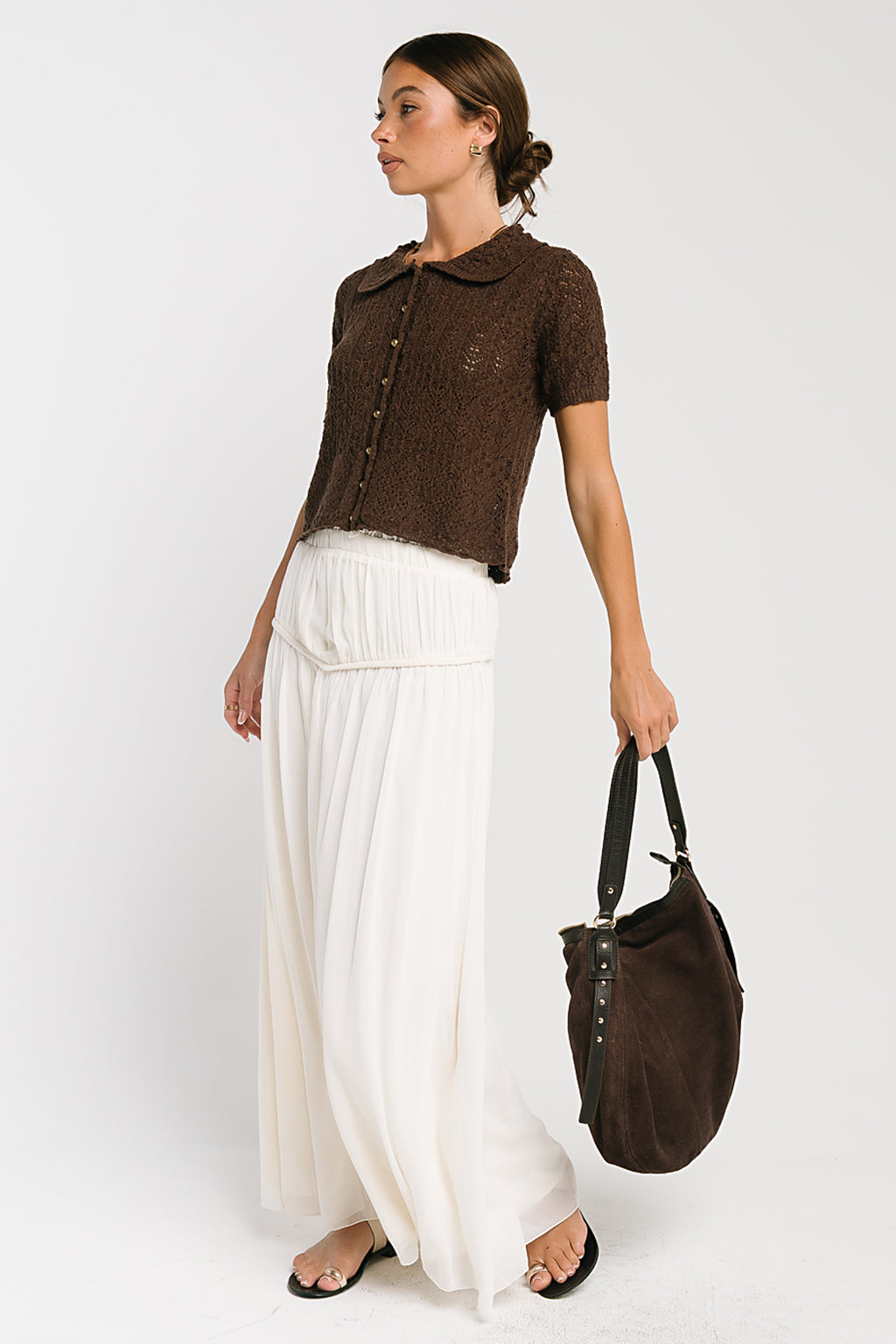 Liam Collared Blouse in Brown