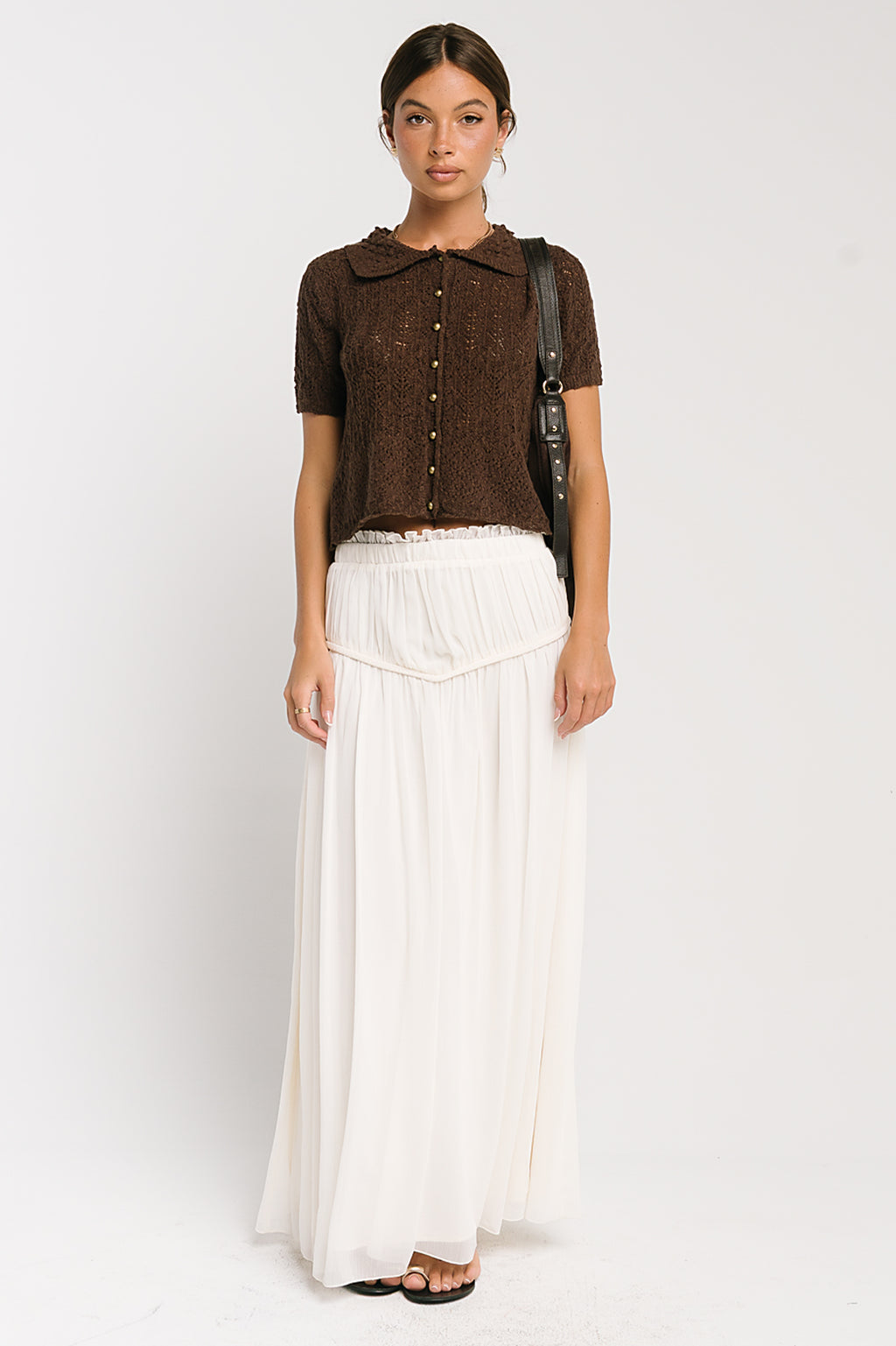Liam Collared Blouse in Brown