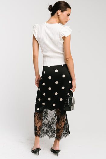 Carlee Polka Dot Midi Skirt in Black