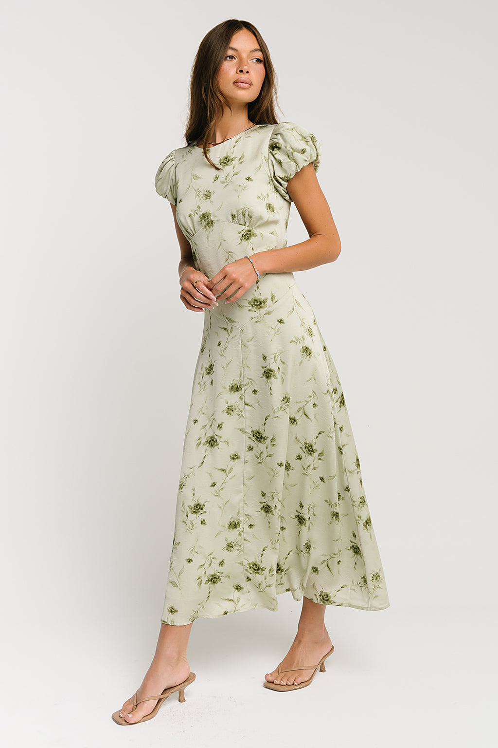 Savannah Floral Midi Dress in Green