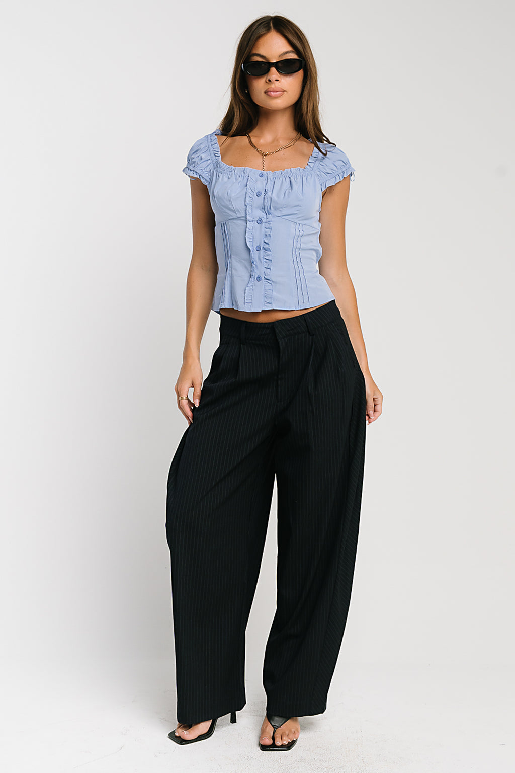 Alexa Pinstripe Barrel Trousers