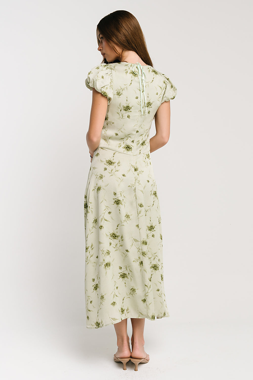 Savannah Floral Midi Dress in Green