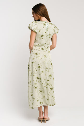 Savannah Floral Midi Dress in Green