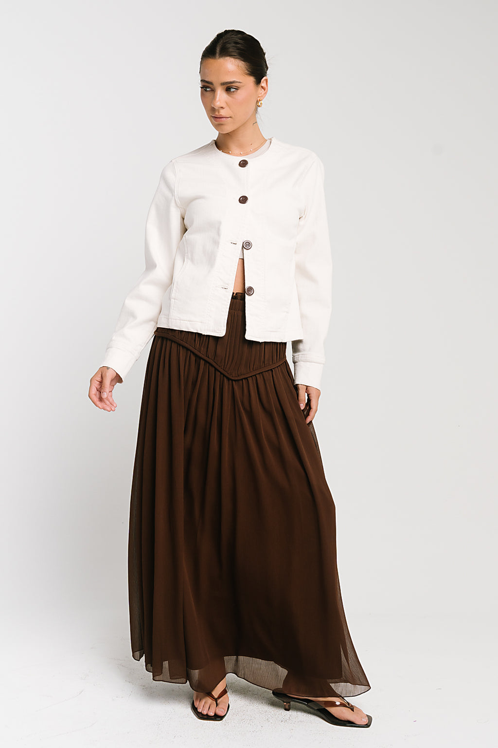Fallon Maxi Skirt in Brown