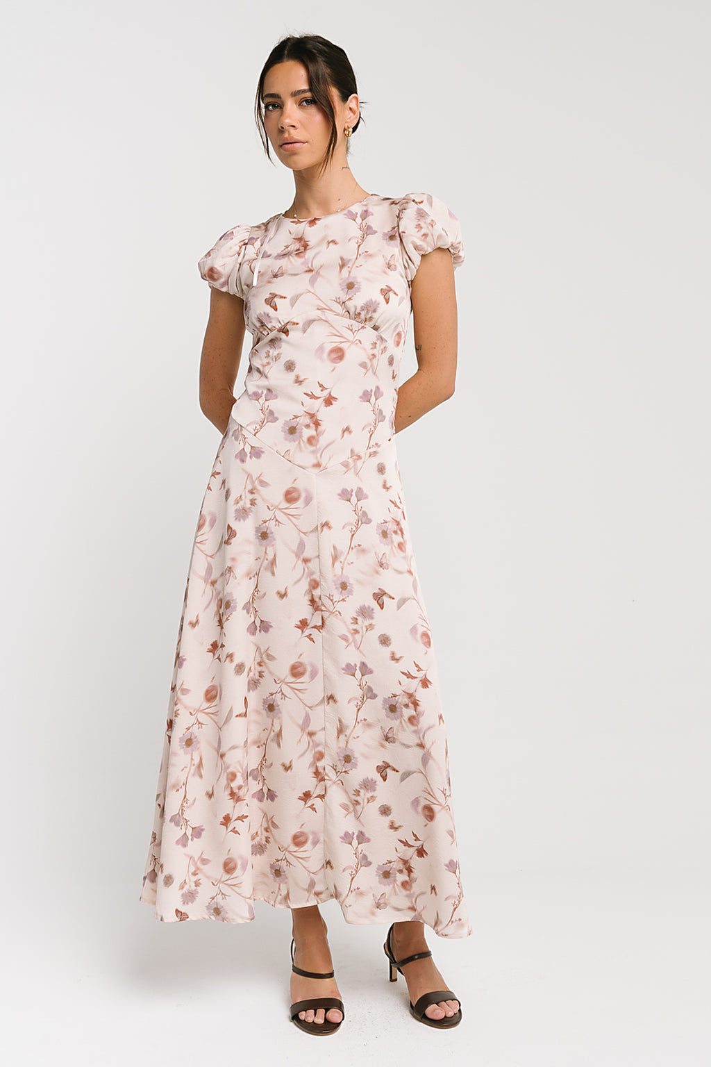 Savannah Floral Midi Dress in Pink