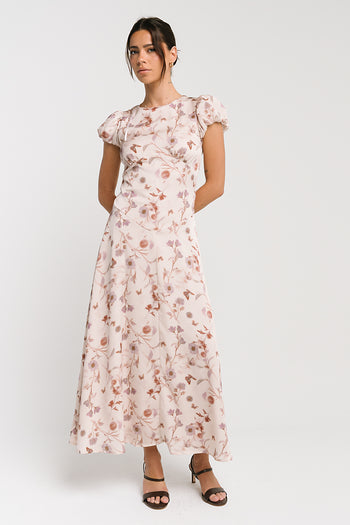 Savannah Floral Midi Dress in Pink