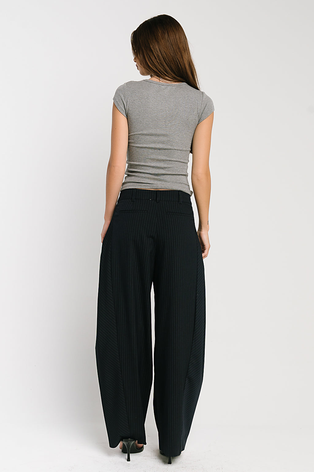 Tiffany Ribbed Tee in Heather Grey
