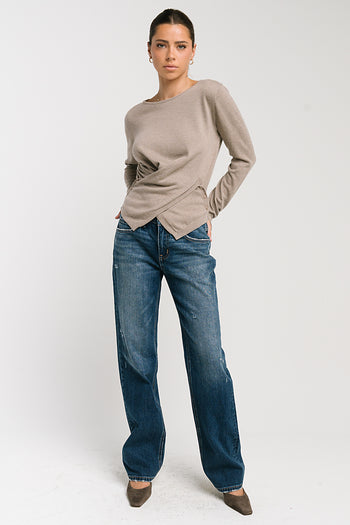 Gwen Criss Cross Sweater in Taupe