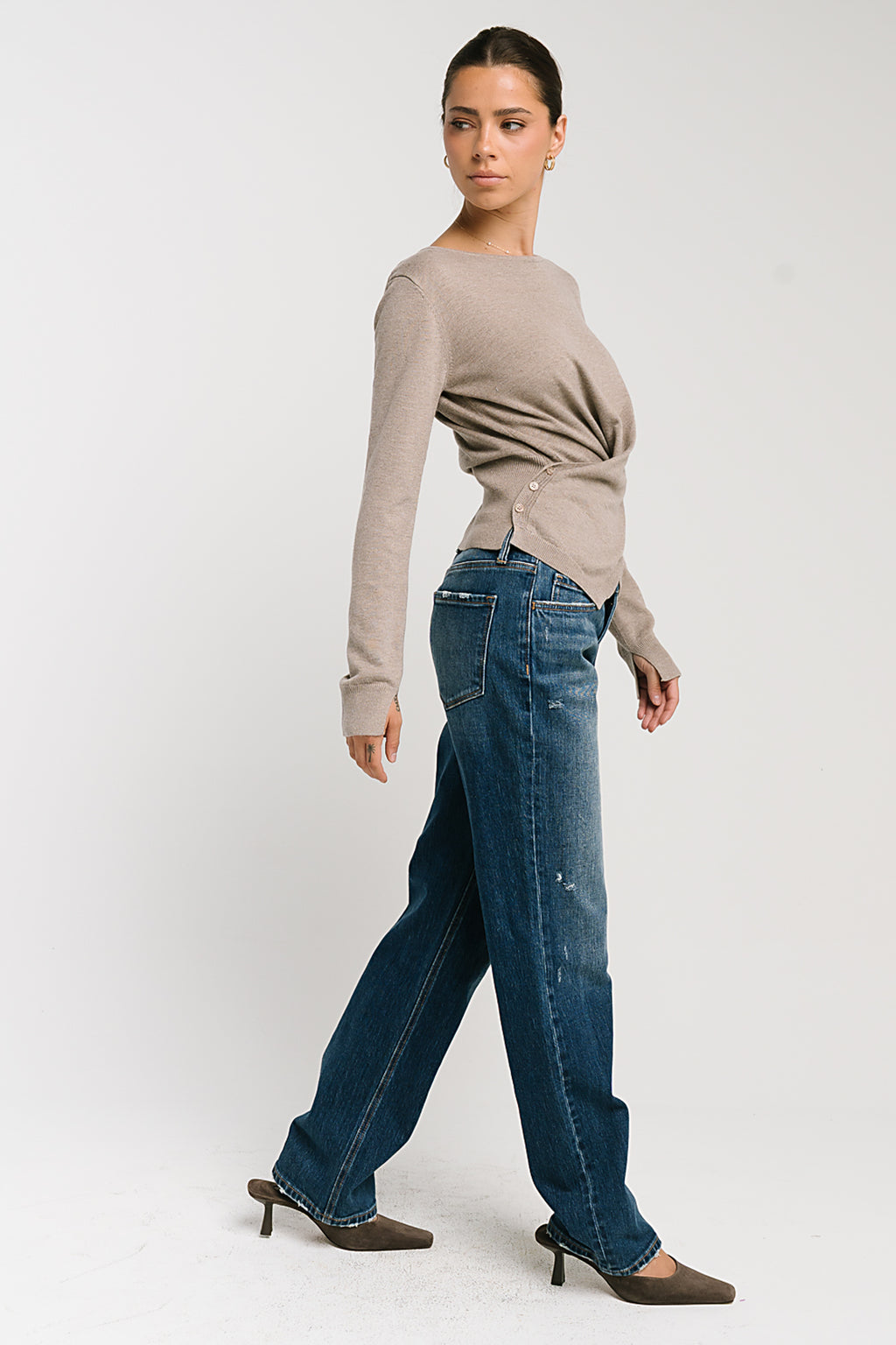 Gwen Criss Cross Sweater in Taupe