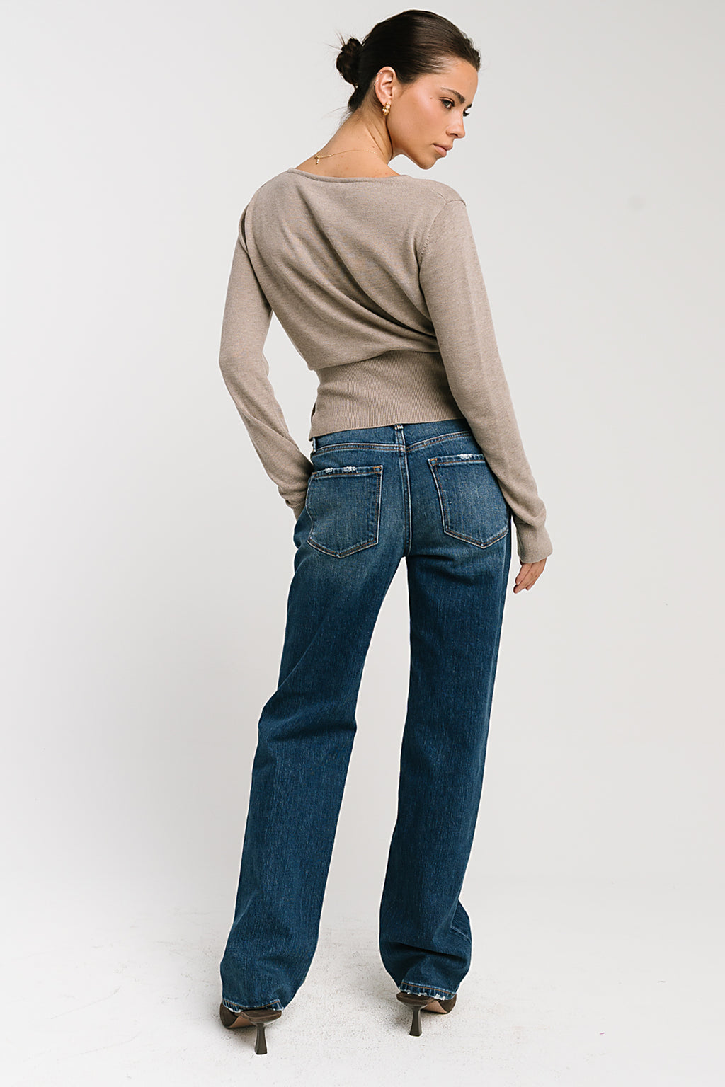 Gwen Criss Cross Sweater in Taupe