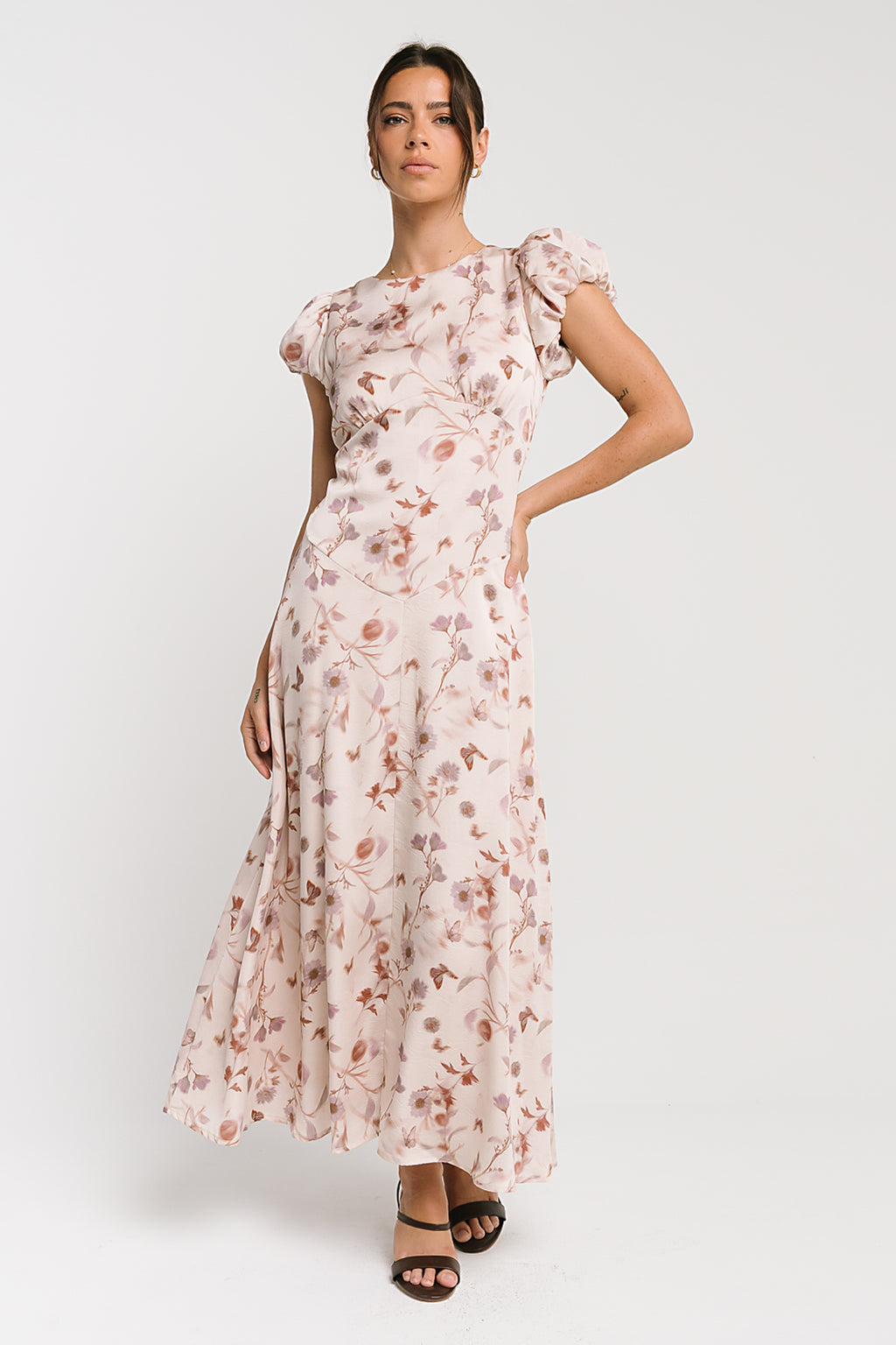 Savannah Floral Midi Dress in Pink