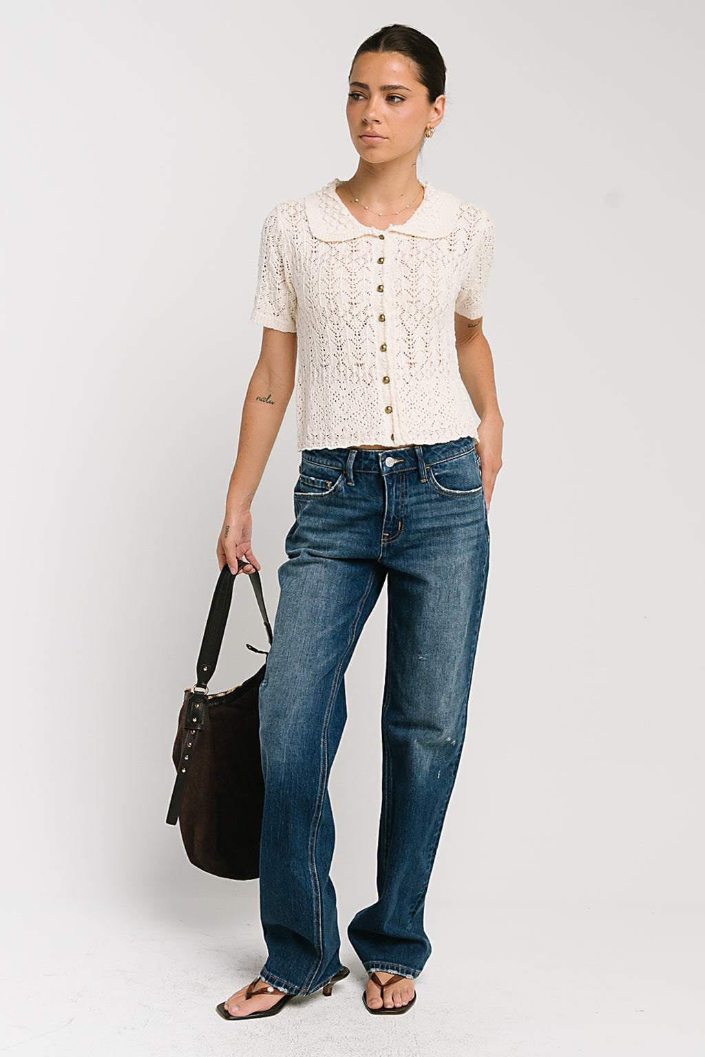 Liam Collared Blouse in Cream