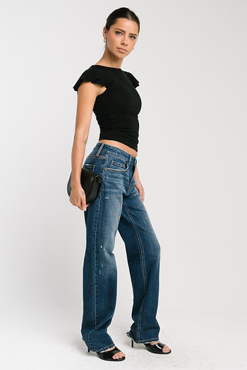 Lydia Ruffle Sleeve Top in Black