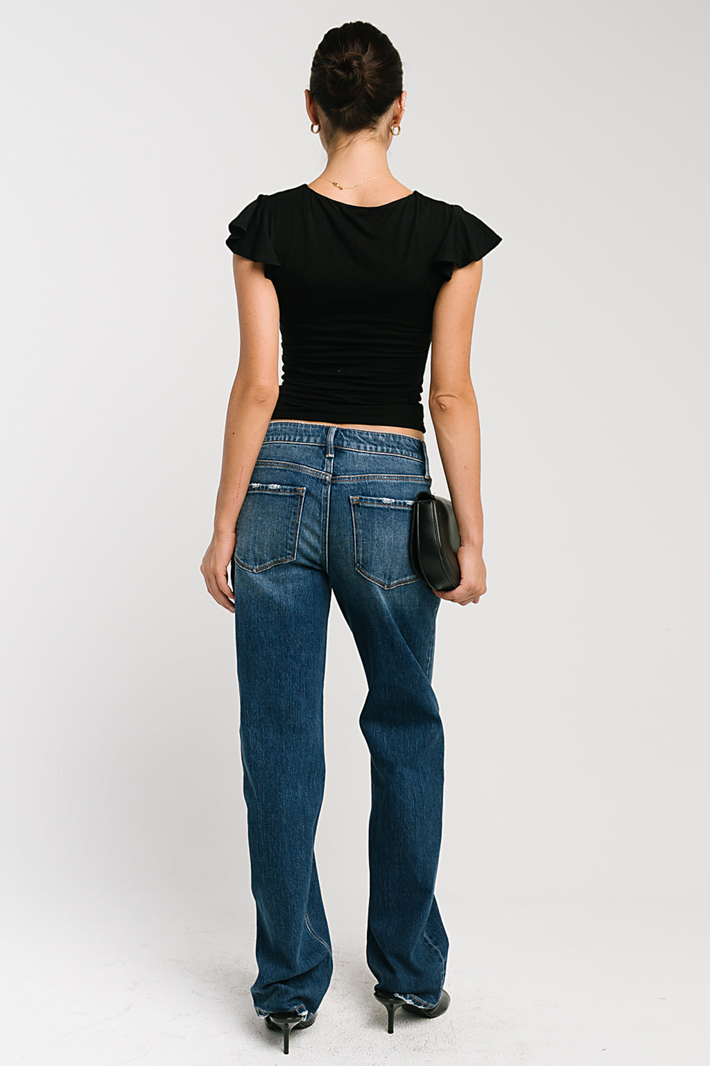 Lydia Ruffle Sleeve Top in Black