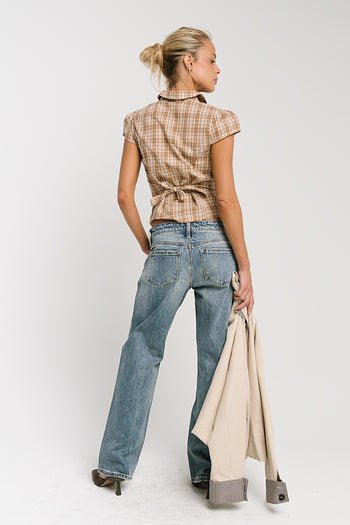 Miley Plaid Button Up Top